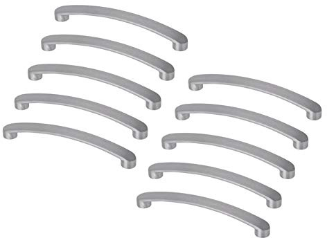 Gedotec Design Schubladengriff Chrom matt Möbelgriff 160 mm Küchengriff Schranktüren - Andrea | Griff Höhe 32 mm | Schrankgriff Metall verchromt silber matt | 10 Stück - Bogengriff Küche mit Schrauben