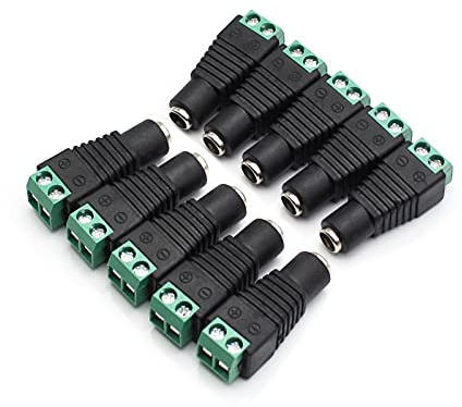 LightingWill 10 Pack 5.5 X 2.1mm Barrel Power 12V Female DC Jack Power Connector Adapter Plug for CCTV Security Camera LED Strip