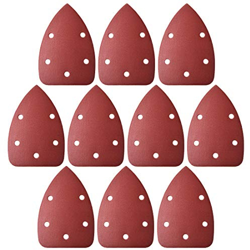 sourcing map Detail Sander Sandpaper, Triangular Sanding Paper, Hook and Loop Sanding Pads, Triangle Oscillating Multi Tool, 320 Grits 5 Holes, 10pcs