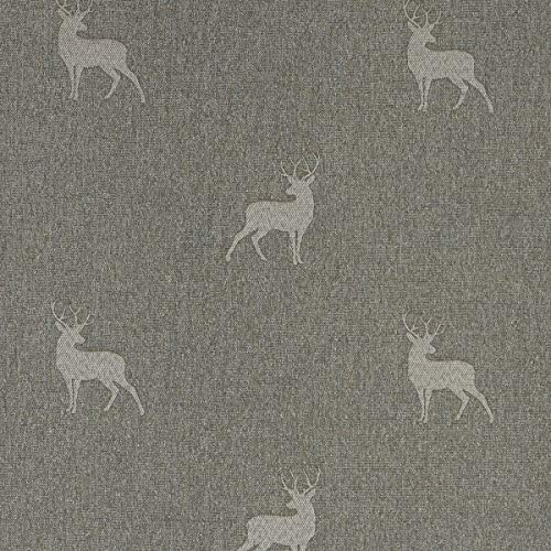 SCHÖNER LEBEN. Dekostoff Landhausstoff Wendestoff Hirsche beige braun türkis 1,40m