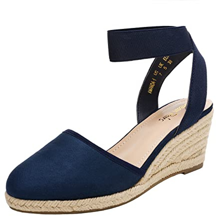 DREAM PAIRS Alpargatas Cuña Plataforma Mujer | Alpargatas con correa elástica, plantilla acolchada, estilo elegante para looks de verano.