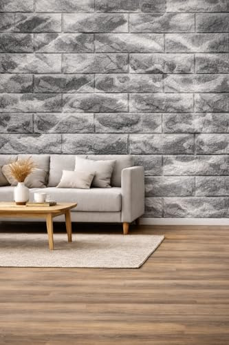 RHP 3D Tapete Wandpaneele Selbstklebend Ziegelstein Wasserdicht Wandaufkleber Tapete Wandpaneele selbstklebend Moderne Wandverkleidung in Steinoptik schnelle & leichte Montage (5 Stück, Grau Marmor)
