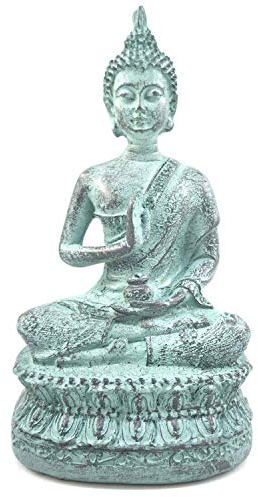 ornerx Thai Sitting Buddha Statue for Home Decor Turquoise 6.7