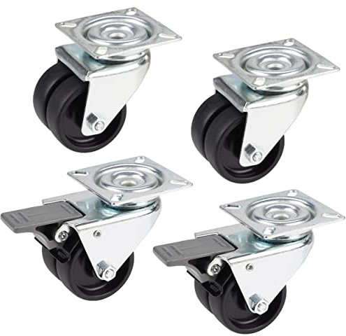 Dörner + Helmer Dörner & Helmer Apparate-Doppelrollen Set (4 Rollen, 2 Räder mit Feststellbremse, Kunststoffrollen, Tragkraft 80 kg pro Rolle) 450106