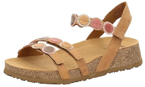 Think! Damen KOAK chromfrei gegerbte nachhaltige Sandale, TAN/KOMBI 3000