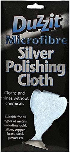 Duzzit 2 x Multipurpose Microfibre Silver Polishing Cloth, Machine Washable, 27.6 x 12.6 x 1.2 cm