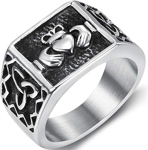 Jude Jewelers Stainless Steel Retro Vintage Celtic Knot Claddagh Style Signet Promise Statement Ring