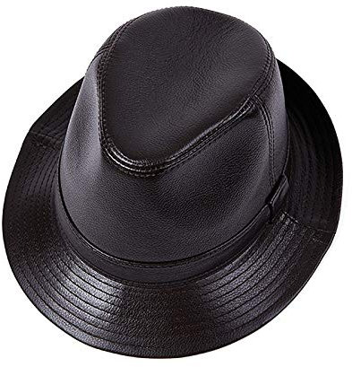 G&F Männer Leder Fedora Panama Jazz Cap Party Bowler Casual Gentleman Hüte (Color : Dark Brown, Size : 60-61)