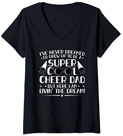 Damen Lustiger Cheerleading Dad Cheer Dad Cheerleading Vatertag T-Shirt mit V-Ausschnitt