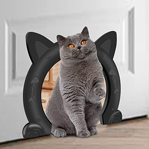 Katzentür, Innentür, Keine Klappe, Katzentür, passend für solide und Hohle Innentüren, Haustiertüren für Katzen, einfache Selbstmontage (Schwarz)
