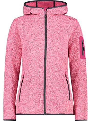 CMP - Chaqueta de mujer Knit-Tech con capucha fija, Fucsia-Blanco-Titanio, S