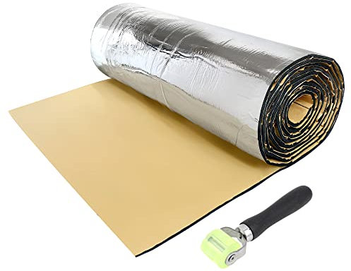 QUARKZMAN 1.52㎡ 10mm Tappetino Auto Isolamento Acustico Isolante Termico per Cofano Motore 152cmx100cmx10mm Con rotella di spinta