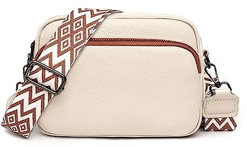 TIAASTAP Damen Umhängetasche Klein Handtasche PU Leder Crossbody Bag Crossbag Schultertasche Damen Tasche Moderne Taschen mit Abnehmbarem Breitem Schultergurt und 3 Fächern