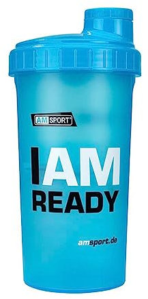 AMSPORT Coctelera de proteínas con tapa de rosca, sin BPA, 700 ml, lista para el IAM Ready, colador