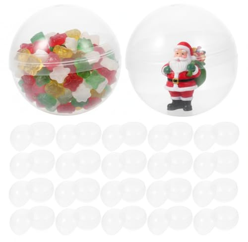 Housoutil Capsule di plastica vuote per riempire palline di Natale, 50 pezzi, ciotole in plastica trasparente, capsule per gomme automatiche (5 cm)