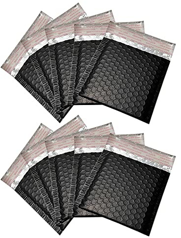 MilyaDE 10 PCS Luftpolsterversandtaschen 18 * 23cm, Luftpolstertaschen A5 Luftpolsterumschläge mit Aluminiumfolie, Matt Schwarz