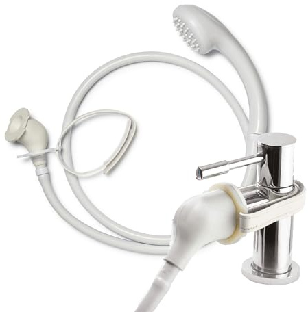 Croydex Secura Shower Attachment for Tap with Velcro Strap, Portable Shower | Easy Push On Design | 1.75m Hose | Strap to Prevent Leaks | Multipurpose for Bathroom, Kitchen, Pet Shower, Hairdressing