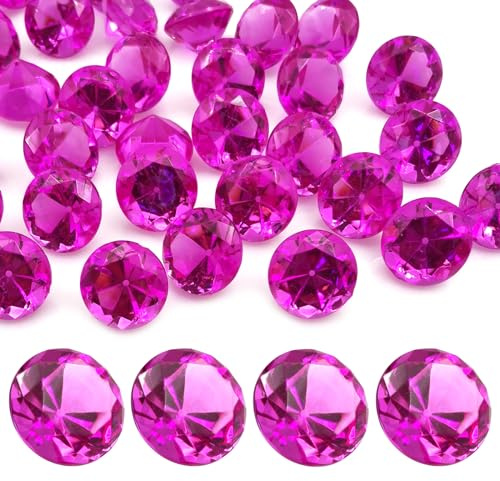LYHLYA 100 Stück Edelsteine für Kinder, Fuchsie Acryl Diamanten 25 mm Deko Diamanten acryl Edelsteine Gefälschte Edelsteine für Vasenfüller, Hochzeit Vasen Tischdeko,Partydekorationen