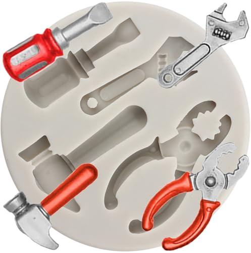 MINFEIDMS Hand Tools Silicone Mould Construction Tools Fondant Moulds | Wrench Hammer Pliers Chocolate Moulds Cake Decorating Cupcake Topper Gum Paste Polymer Clay