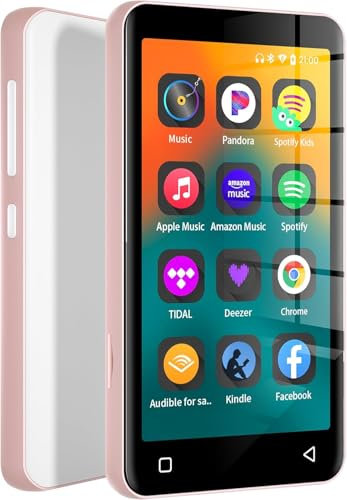 innioasis 80 GB MP3-Player mit Bluetooth und WLAN, MP3-Musik-Player mit Spotify, Amazon Music, hörbar, 4 Zoll Touchscreen, Android-Streaming, MP3, MP4-Player für Kinder (Rosa)