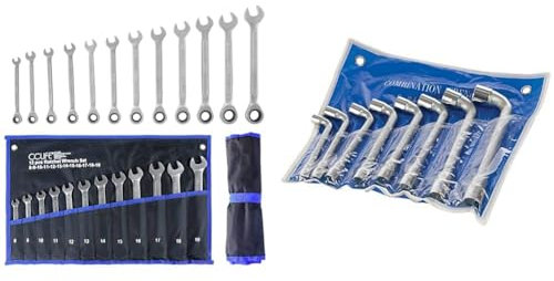CCLIFE Lot de clés à cliquet système métrique, 12 pièces 8-19mm Cr-V 72 dents & Silverline - Clés à pipe, 8 pcs 8-19 mm (755060)