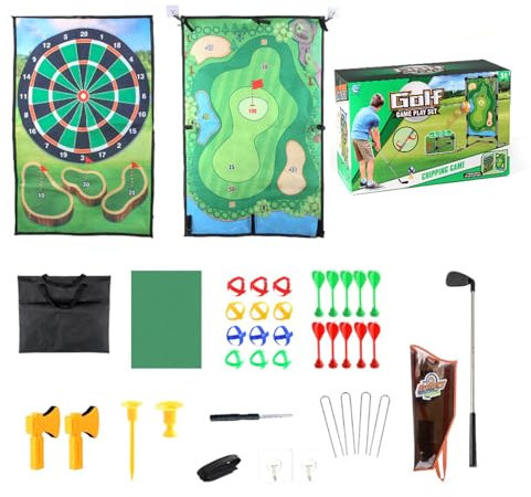 Golf-Chipping-Spielmatten-Set,Golf-Chipping-Spielmatten - Schlagmatte, doppelseitige Mehrzweck-Übungsmatte,Stick Chip Game, großes Golf-Trainingsmatten-Set für Zuhause, Hinterhof, Garage