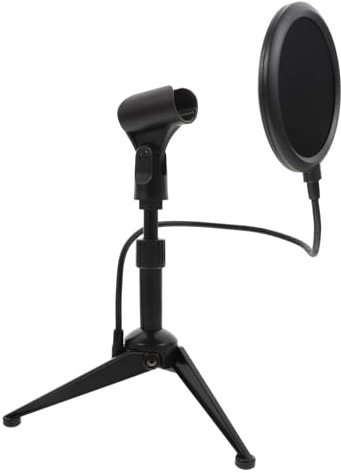 LALADEFIEE Mikrofonhalterung Verstellbares Tischstativ Mit Mikrofonhalter Und Filter Für Kondensatormikrofone Schwarz Für Aufnahmen Videos Podcasts Zeichen