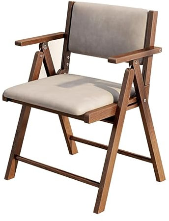 Faltbarer Esszimmerstuhl aus Holz mit Kissen, tragbarer und gepolsterter Sitz, für Küche, Büro, Hochzeit, Party, Braun