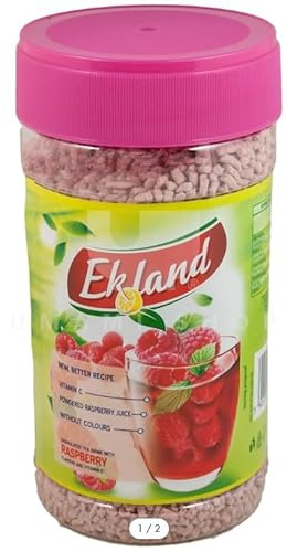 Raspberry Flavour Granulated Instant Tea Drink with Vitamin C, Ekland 350g