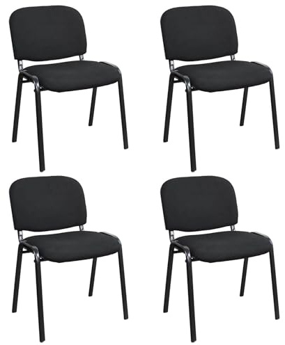 Eigentlich Besucherstuhl Polsterstuhl schwarz stapelbar 4er-Set | Besprechungsstuhl Stoff Polster, Gästesuhl stapelbar, Stuhl Sitzhöhe 44cm, Sitztiefe 42cm, Sitzbreite 47cm