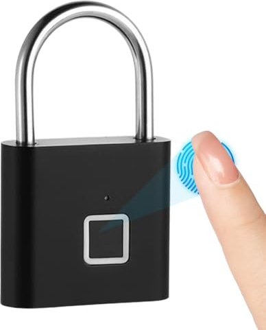 CEWROM Vorhängeschloss Fingerabdruck, Schloss mit Fingerabdruck, Wetterfest USB-Aufladung Fingerabdruck Schloss, intelligentes Keyless-Sicherheitsschloss für Gepäck, Lagerhäuser, Spind