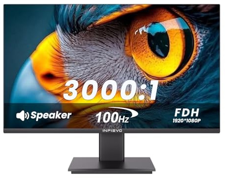INFIEVO - 24 Computer Monitor, Built-in Speakers 1920x1080P 100Hz Home Office Monitor, 3000:1 Contrast, 99% sRGB, Eye Care with Low Blue Light, HDMI VGA Ports