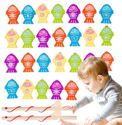 Generisch Magnetisches Fischereispiel, Kleinkindfischereispiel | Magnet Holzfischereispiel,Feinmotorik -Fähigkeitsnummer Frühes Bildungsspielzeug Vorschulbad für Kinder