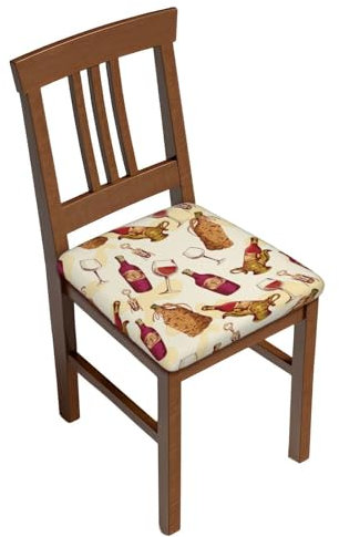 YXDVPALNE Patrón Vintage con sacacorchos para Botellas de Vidrio en Restaurante campestre,Fundas de cojín para Silla, Protector de Asiento, Funda de Asiento para Silla de Comedor, 2 Piezas