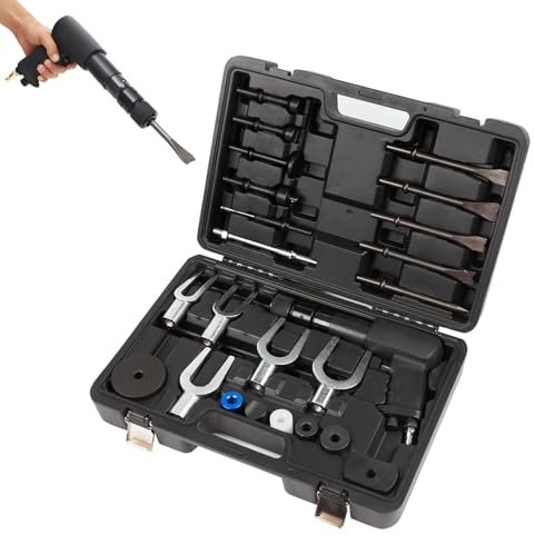 Set di scalpelli per Martello Pneumatico, Kit Multifunzionale da 25 Pezzi, Set di martelli Pneumatici da 2100 BPM con Teste a Pala, Set separatore per Giunti sferici, Punte per Martello Pneumatico