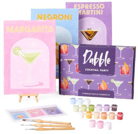 Dabble Paint by Numbers Kits – Set of 3 Paint by Numbers for Adults Beginners with Canvas Frame, Painting Kits for Adults, Flowers Designs