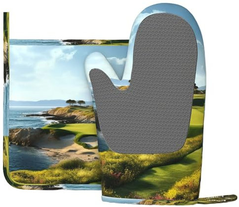 Lot de 2 maniques en silicone résistant à la chaleur pour le terrain de golf - Gants de cuisine antidérapants pour micro-ondes