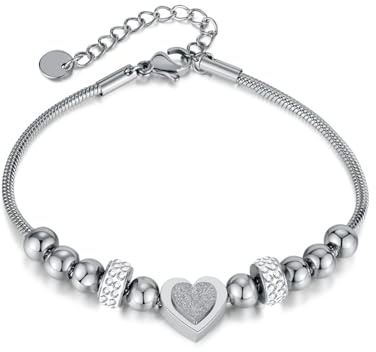 Glintara Schlangen Armband für Damen Mädchen, Schlangen-Gliederarmband mit Perlen Stern Mond Herz, Zirkonia Charms Anhänger Armband Armkette für Pandora, Wasserfester Handkette Schmuck Silber | Gold