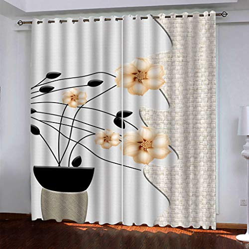 MAYNUO Rideaux Occultants Thermique 3D Motif Floral À La Mode Isolant Anti Froid A Oeillets 180x250 Cm Phonique pour Chambre Decoration, Rideau Salon À Oeillets Draperies, Maison Bureau Fenêtre