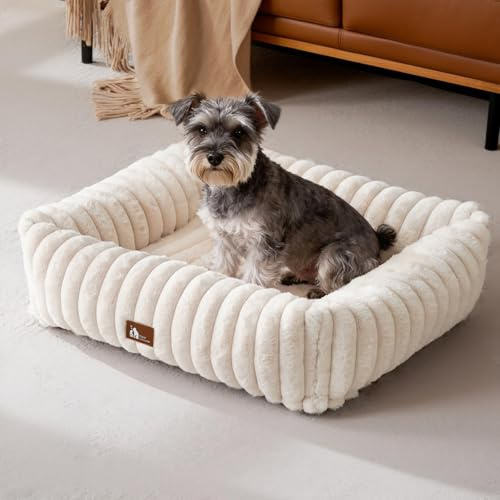 Upvilla Luxus Hundebett,4-seitiges Hundesofa,waschbarer Hundekorb,MP Beige