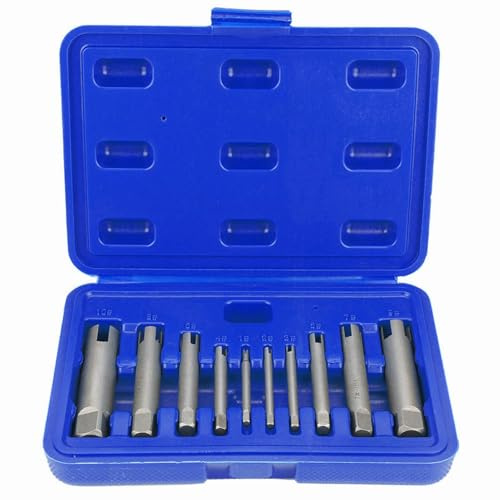Estrattore di Viti Spanate, Kit Estrattori per Vite Spanata in Acciaio, Set Rimuovi Bulloni e Cacciavite - Alta Durezza, Anticorrosione, Ideale per Officina e Fai Te (10 parti stabilite)