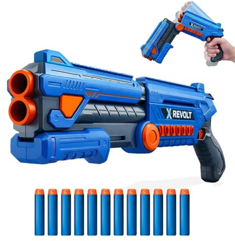 KOKEBUKA Double Barrel Style Foam Blaster - Realistic Break-Open Action Toy Shotgun with 12 Soft Darts - Manual Single-Shot Pump Action Toy Gun for Boys Ages 8-12, Outdoor Games, Birthday Gift