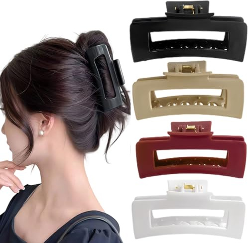 YUPZAR 4 Pezzi Mollette Capelli Donna in Silicone a Forma di Squalo, Eleganti Hair Clip Francesi, Adatti a Mamme e Fidanzate (Nero + Bianco + Rosso + Kaki)