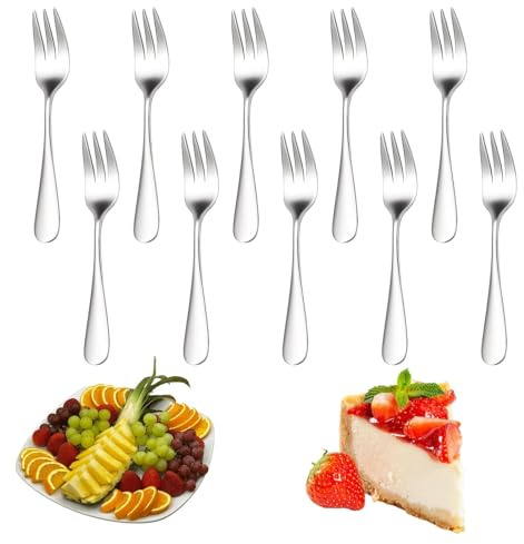 10-Piece Dessert Fork Set, 13.9 cm Cake Forks for Pastry, Small Cutlery Forks for Desserts, Parties, and Tea Time (Set of 10)
