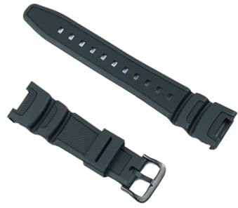 Klocktillbehör hartsrem herrnålsspänne passform for Casio SGW-100 utomhussport vattentät gummirem dam klockband(Black black buckle)