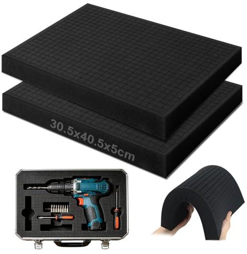 2 stycken 405 x 305 x 50 mm rasterskum kubskum för bordsskiva miniatyrer bagageinlägg skuminlägg