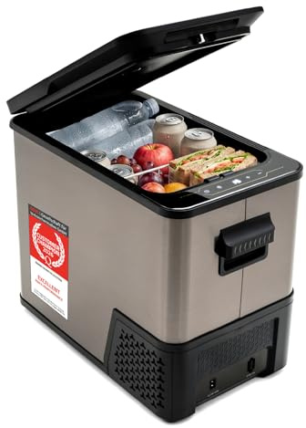 TZS First Austria Kompressor-Kühlbox 38L - bis -20°C - 41 dB - 12V 24V 230V - Anti-Fingerprint - für Auto Camping Reise - Dark Steel