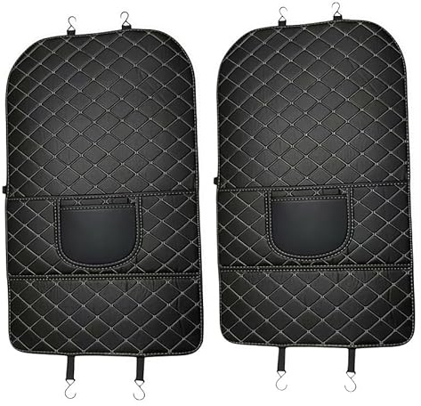 Auto Rückenlehnenschutz passend für VW Lupo/Fox/Up!, Wasserdicht Kunstleder Trittschutz Matte, Sitzschoner Rückseite mit Tasche, 2er Set,Black