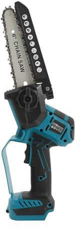 Mini motosega da 18 V, 600 W, motore senza spazzole, con 2 catene, 2 piastre di guida da 15,2 e 20,3 cm, diametro di taglio 15-20 cm, meccanismo manuale di alimentazione dell'olio, ideale per potatura