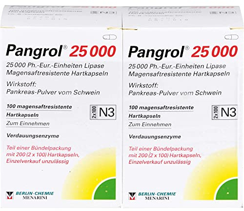 Pangrol 25 000, 25 000 Ph.-Eur.-Einheiten Lipase Magensaftresistente Hartkapseln, 200 St. Kapseln